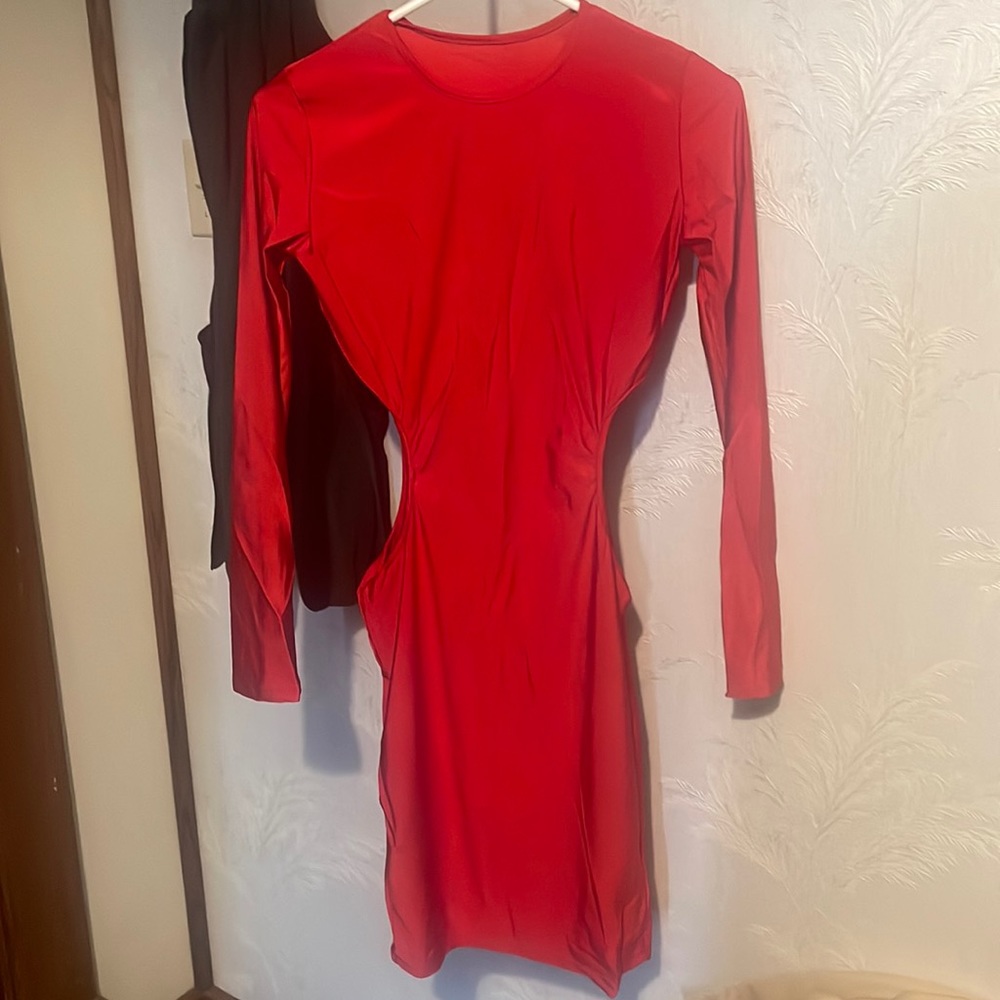 Red tight dress with sides cut out